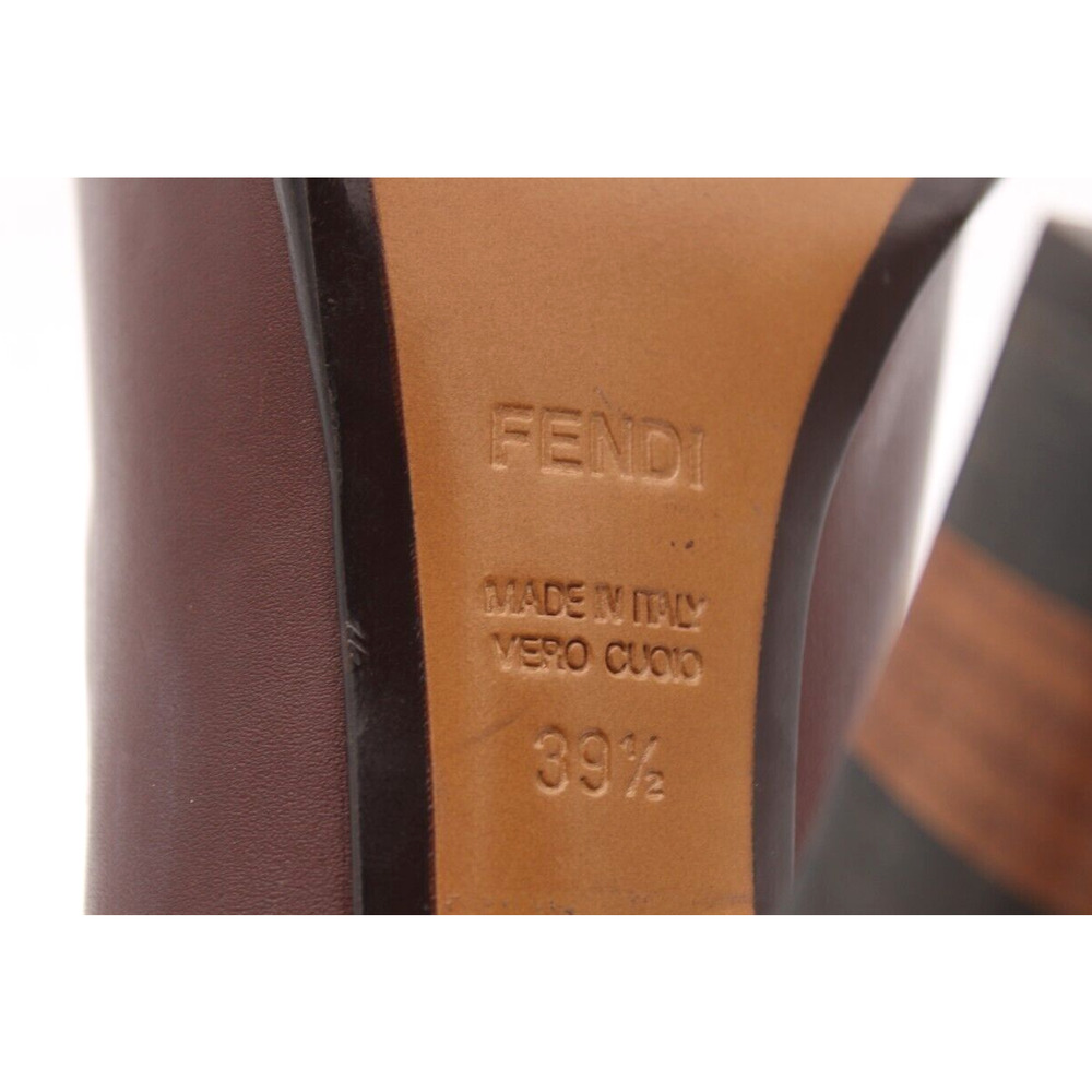 Fendi Women's Leather Paquin Block Heels Pumps Burgundy Corporate Sz 39.5 - Picture 8 of 8
